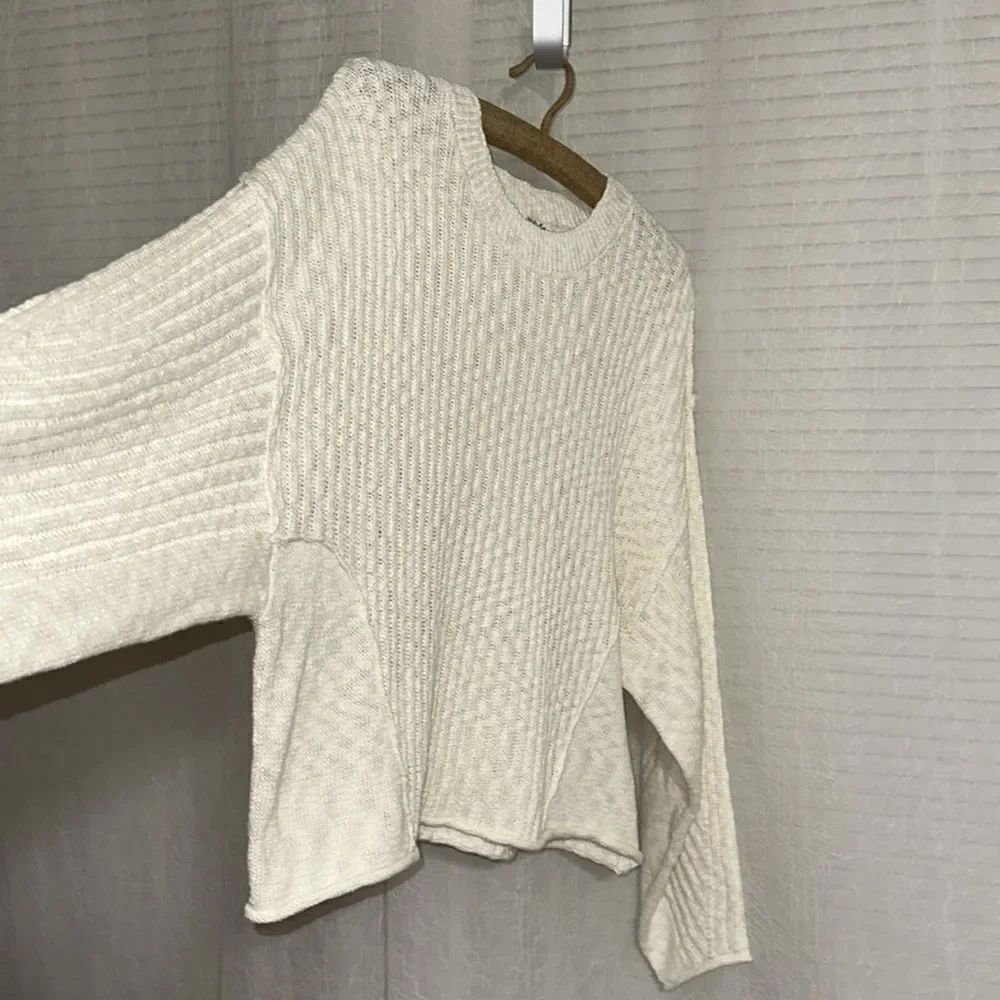 PINK REPUBLIC XL Juniors Crème Fresh Ivory Knit Boxy Fit Cropped Sweater - Picture 12 of 16
